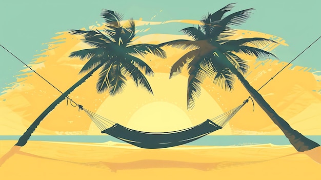 Photo palm trees on the beach with a hammock