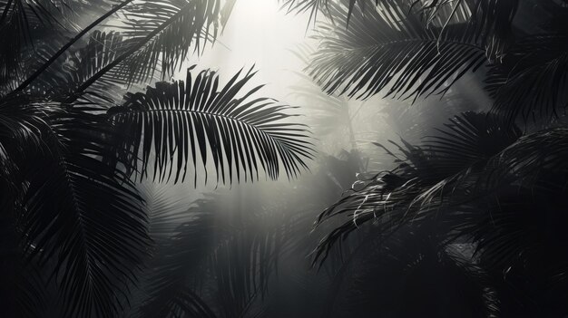 Palm trees in black and white