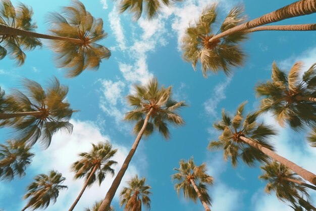 Palm trees and blue sky Generative AI