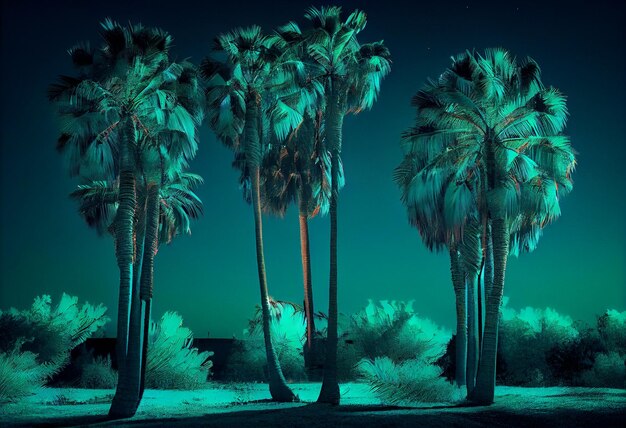 Photo palm trees generative ai