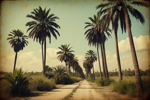 Фото Пейзаж пальмовых деревьев с винтажным эффектом
