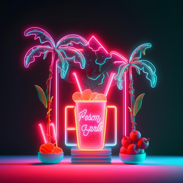 Palm Trees In Neon Lights