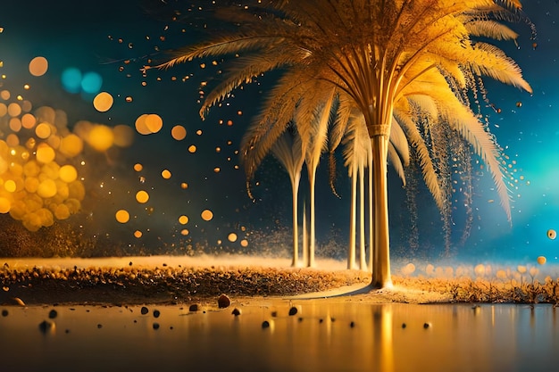 Photo palm trees in the night