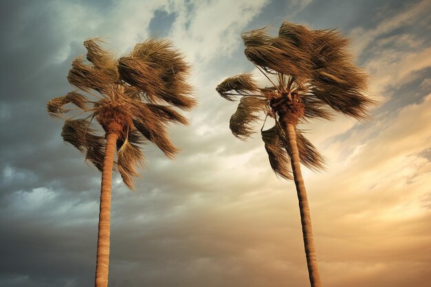 Photo palm trees reflected in the sleek exterior of a luxury beachfront hotel