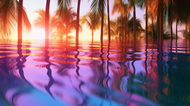 Palm trees reflecting in the water