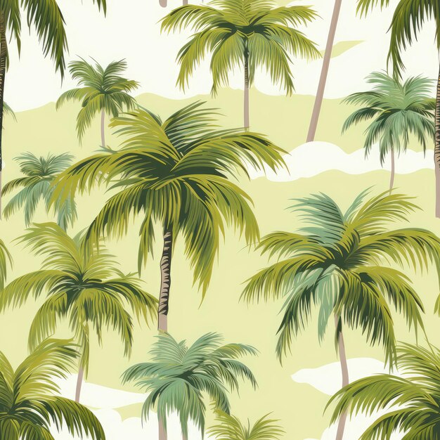 Palm trees seamless pattern Forest art Generate Ai