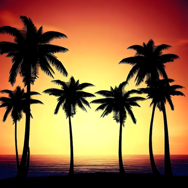 Palm trees silhouette