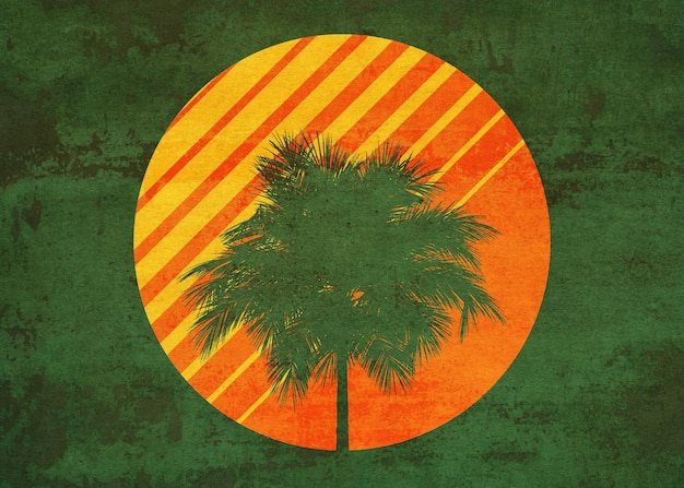 Palm trees silhouettes retro grunge design