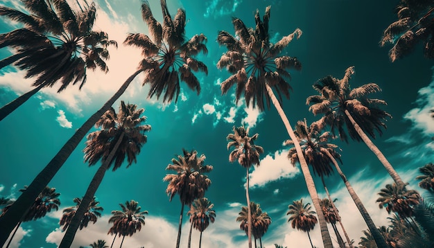 Palm trees in the sky