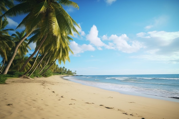 Palm trees and a tropical beach scene