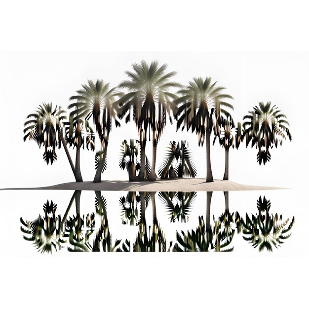 Palm trees with transparent background 3D rendering for illustration digital composition archite