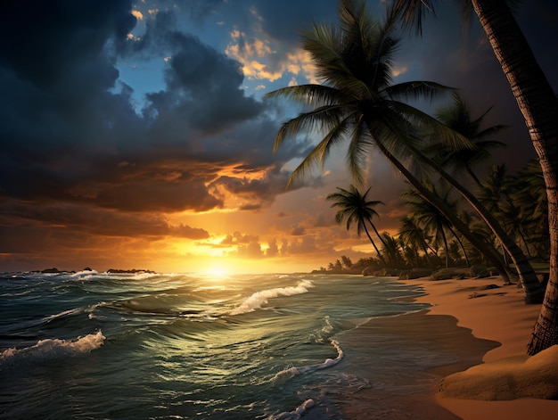 Пальмовый и тропический пляж
