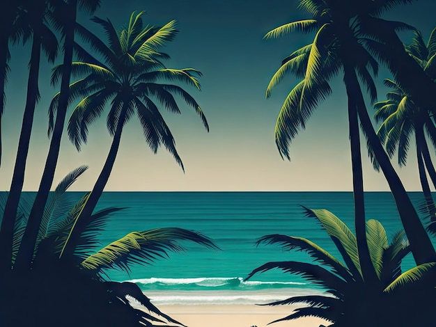 Palm vacation background ai generative