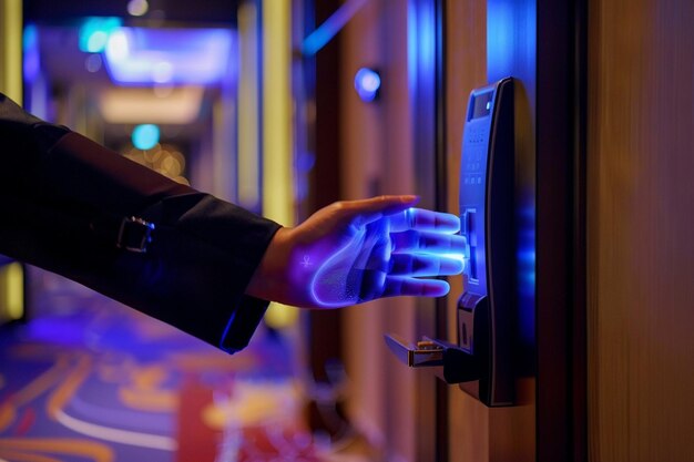 A palm vein recognition system at a hotel for room generative ai