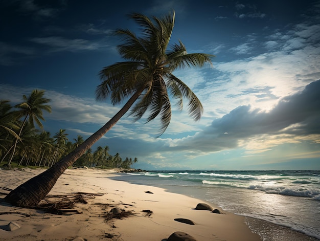 Palmbad en tropisch strand