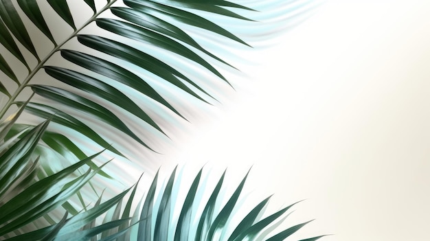Palmbladeren schaduw op een lichte achtergrond AI gegenereerd