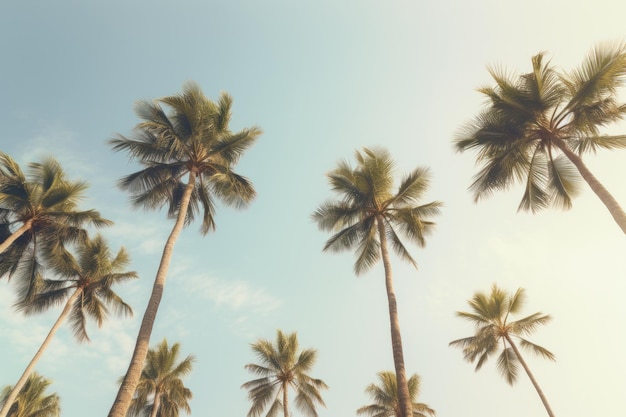palmbomen die horizontaal tegen de hemel staan