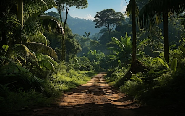Palmbomen en aardse bossen Generatieve Ai