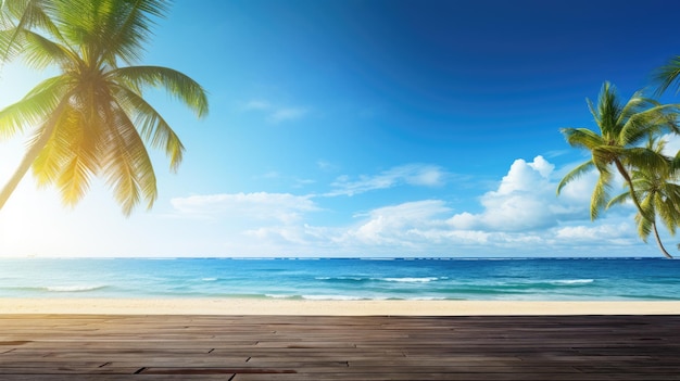 Palmbomen en een strand met kristalheldere zee