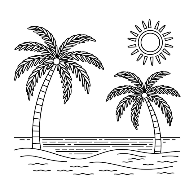 Palmbomen en zon over de oceaan