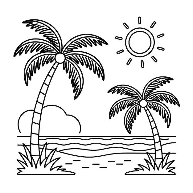 Palmbomen op een tropisch strand onder de zomerzon