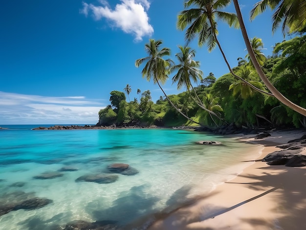 Palmbomen op het zeegebied van de oceaan Ai Generative