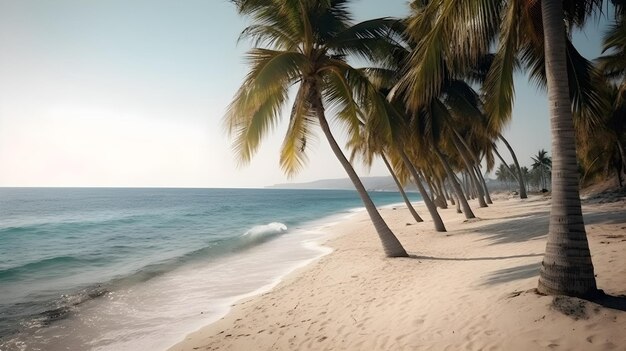 Palmbomen vergroten de natuurlijke pracht van een zandstrand en boeien de zintuigen