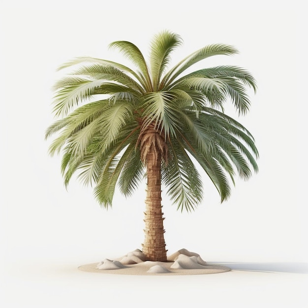 Palmboom Kokospalm Cartoon Creatieve Kleurrijke Groene Witte Achtergrond