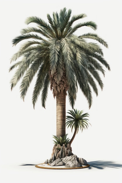 Palmboom met groene tak geïsoleerd op een witte achtergrond