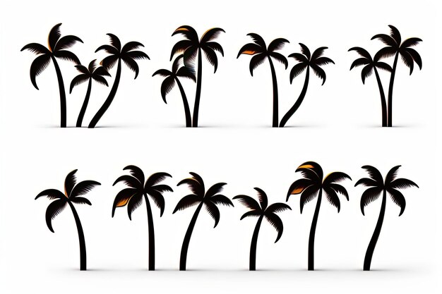 Palmboom silhouet Vector kunst pictogrammen en afbeeldingen witte achtergrondgeluid