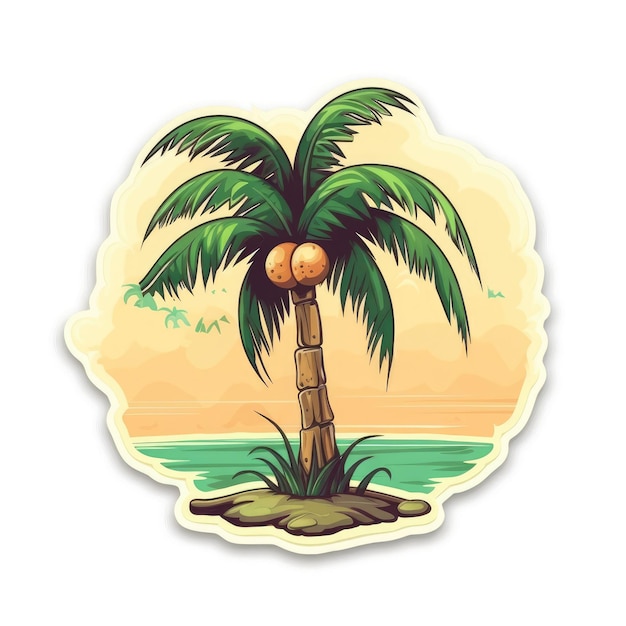 Palmboom sticker geïsoleerd ai gegenereerd