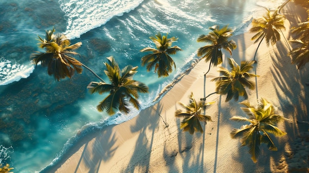 Photo palmlined sandy beach tropical scenery azure waters rhythmic waves