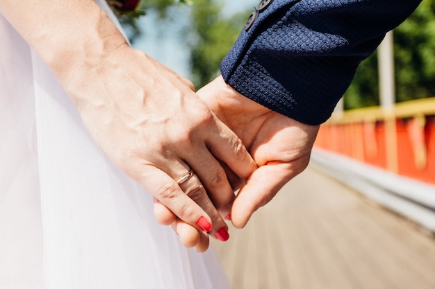 The palms of the bride and groom