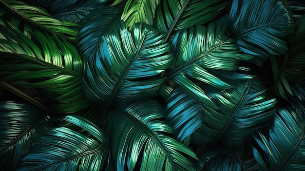 Palms in Detail A Closeup of Lush Green Foliage Generative ai