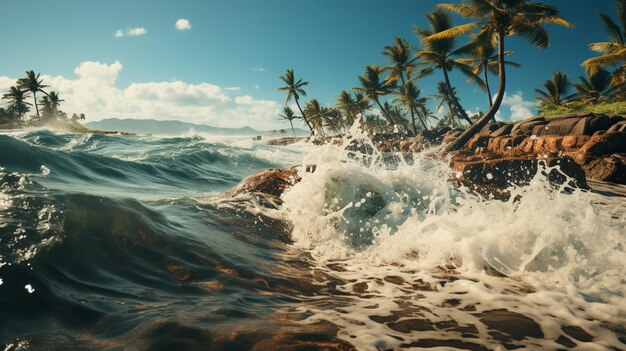 Palms and water