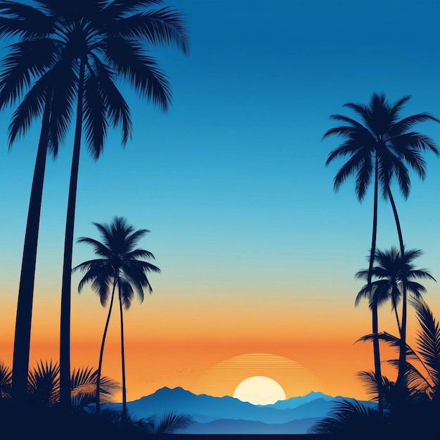 Palmzondag vector zomerlandschap met silhouetten van palmbomen