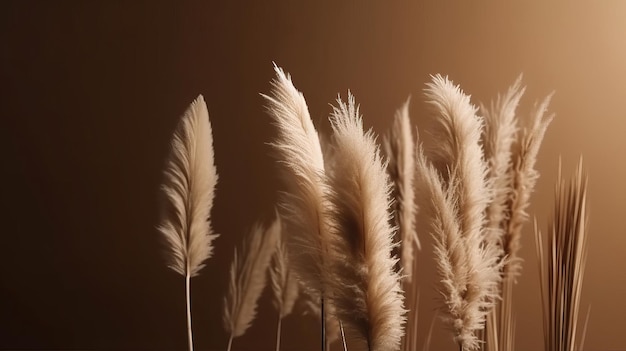 Pampas grass minimalist background Illustration AI GenerativexA