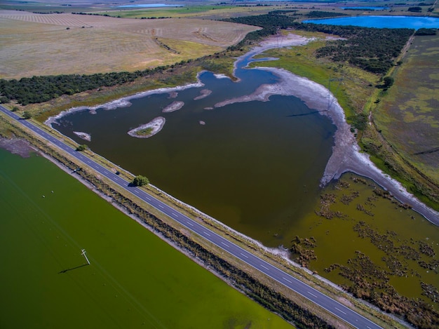 Pampas lagoon aerial view La Pampa Province Patagonia Argentina