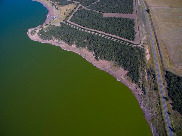 Pampas lagoon aerial view La Pampa Province Patagonia Argentina