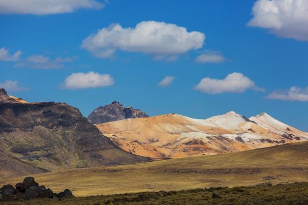 Paesaggi della pampa nella cordillera de los andes, perù, sud america