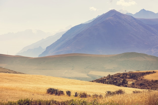 Pampas landscapes in  Cordillera de Los Andes, Peru, South America