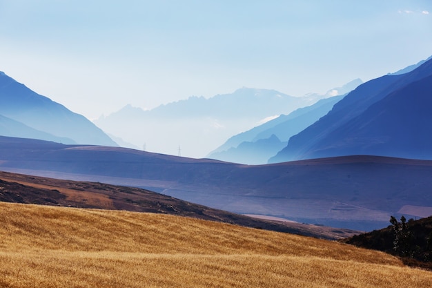 Pampaslandschappen in cordillera de los andes, peru, zuid-amerika