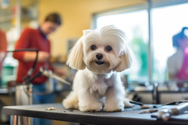 Pampered Pooch Closeup Grooming Session for a Happy Dog