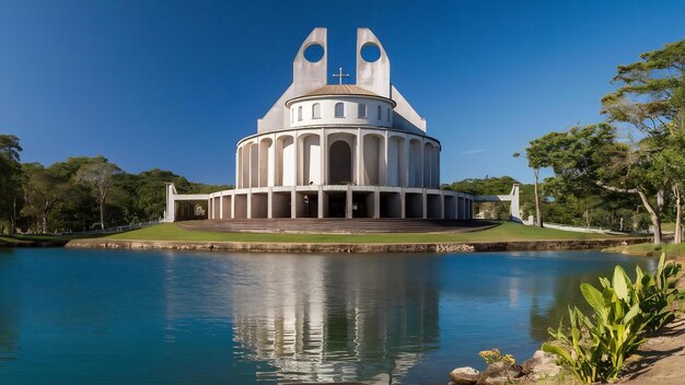 Photo pampulha church and lagoon belo horizonte minas gerais brazil