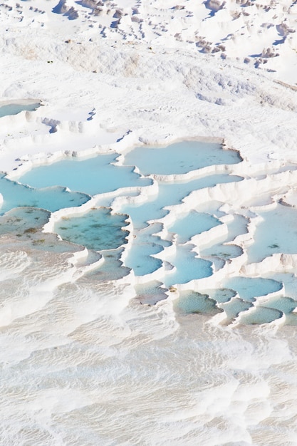 Pamukkale water terraces, aerial view