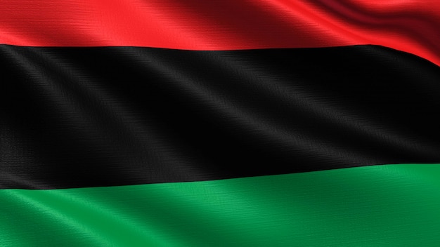 Pan African flag, with waving fabric texture