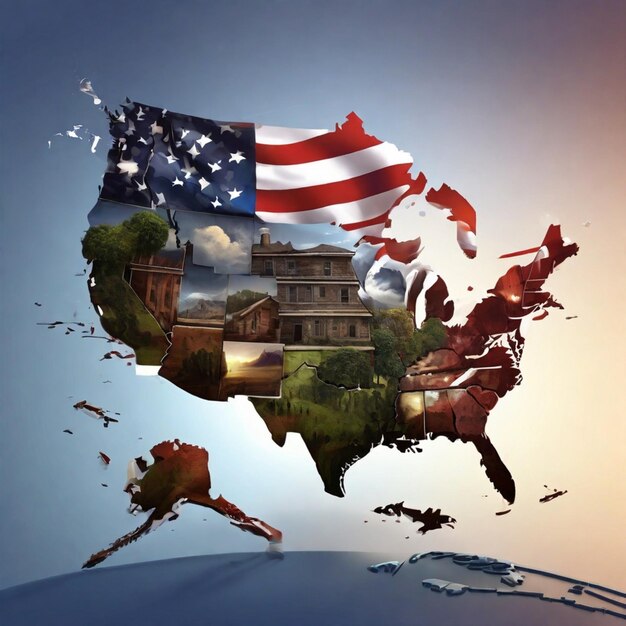 Photo pan american day digital map of usa