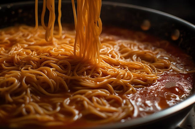A pan of delicious spaghetti