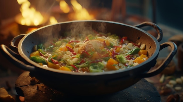 Pan Filled With Food on Table