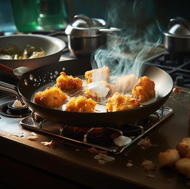 a pan of food that has the word chicken on it